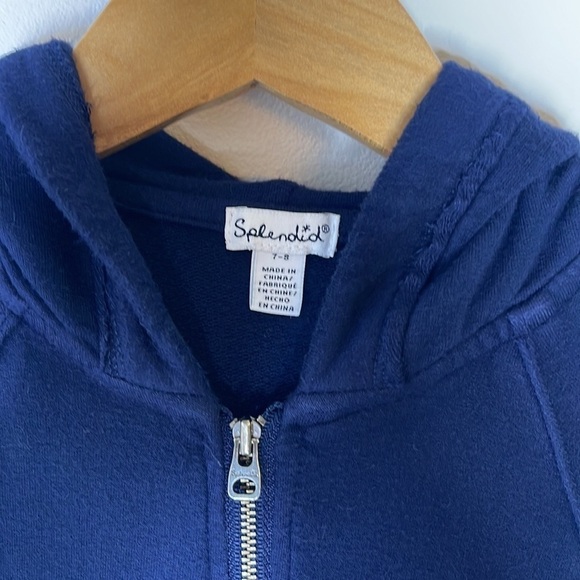 Girls Splendid Navy Light Butter Soft Hoodie Size 7/8 (M) - Picture 3 of 5